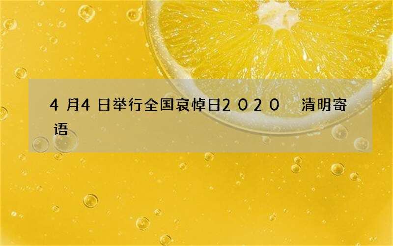 4月4日举行全国哀悼日2020 清明寄语